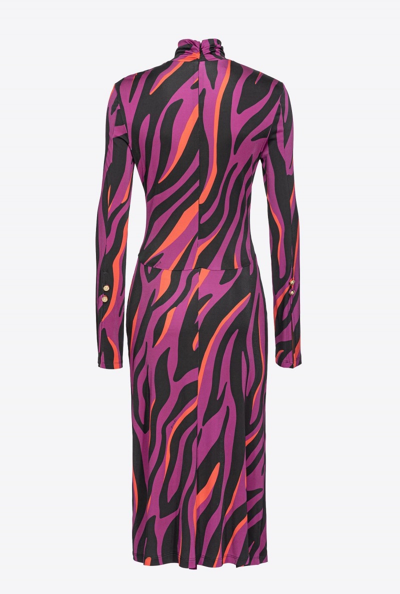 BOUGAINVILLEA/BLACK/ORANGE Pinko Slim-fitting dress with psychedelic zebra print | ZMYNQ91972