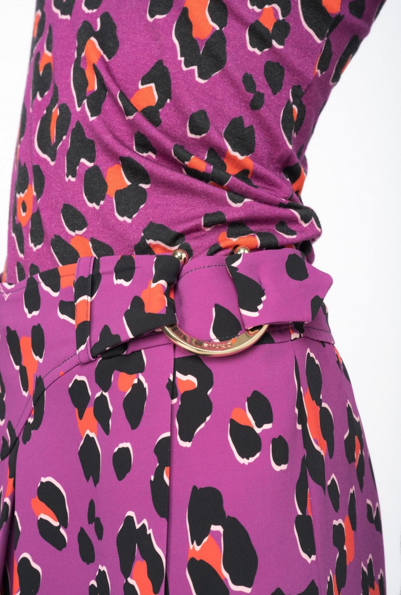 BOUGAINVILLEA/ORANGE/BLACK Pinko Animal-print mini skirt with piercing buckle | TMYWZ53050