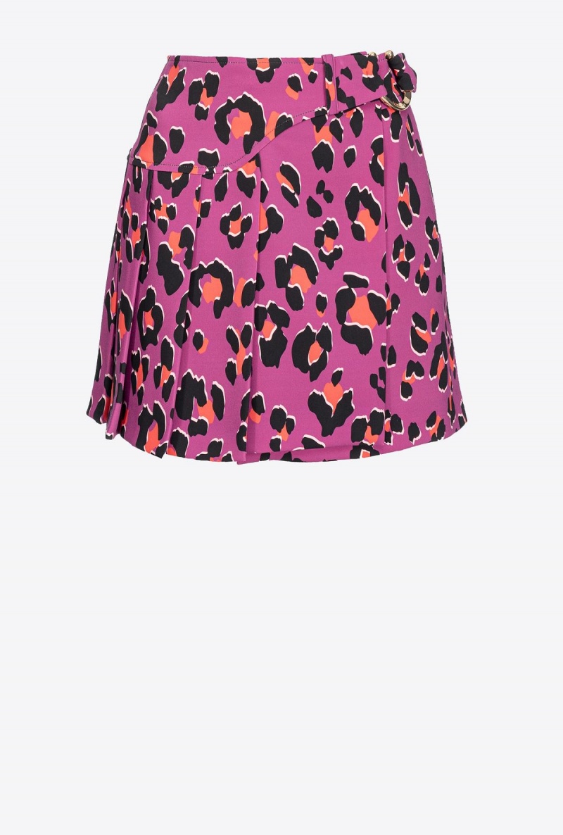 BOUGAINVILLEA/ORANGE/BLACK Pinko Animal-print mini skirt with piercing buckle | TMYWZ53050