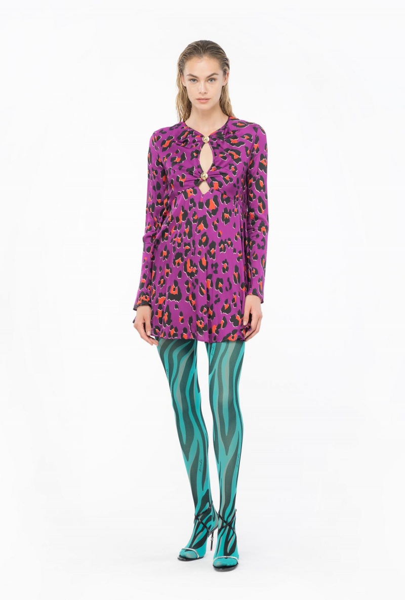BOUGAINVILLEA/ORANGE/BLACK Pinko Psychedelic dotted satin dress | PMYQX64839