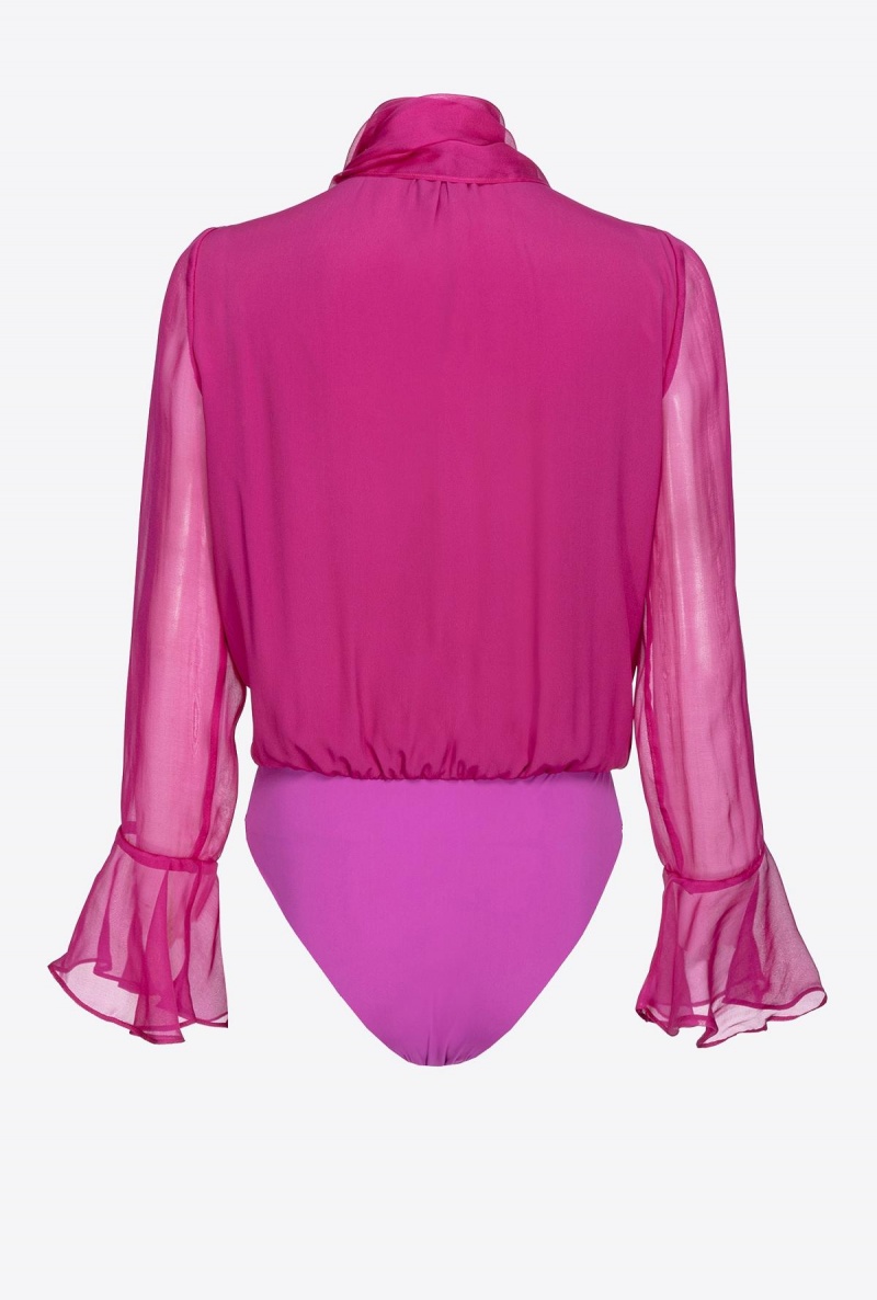 BOUGAINVILLEA PURPLE Pinko Silk chiffon bodysuit | MYEAH55248