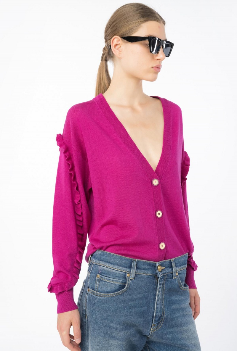 BOUGAINVILLEA PURPLE Pinko Wool cardigan with ruching | MYCIF42092