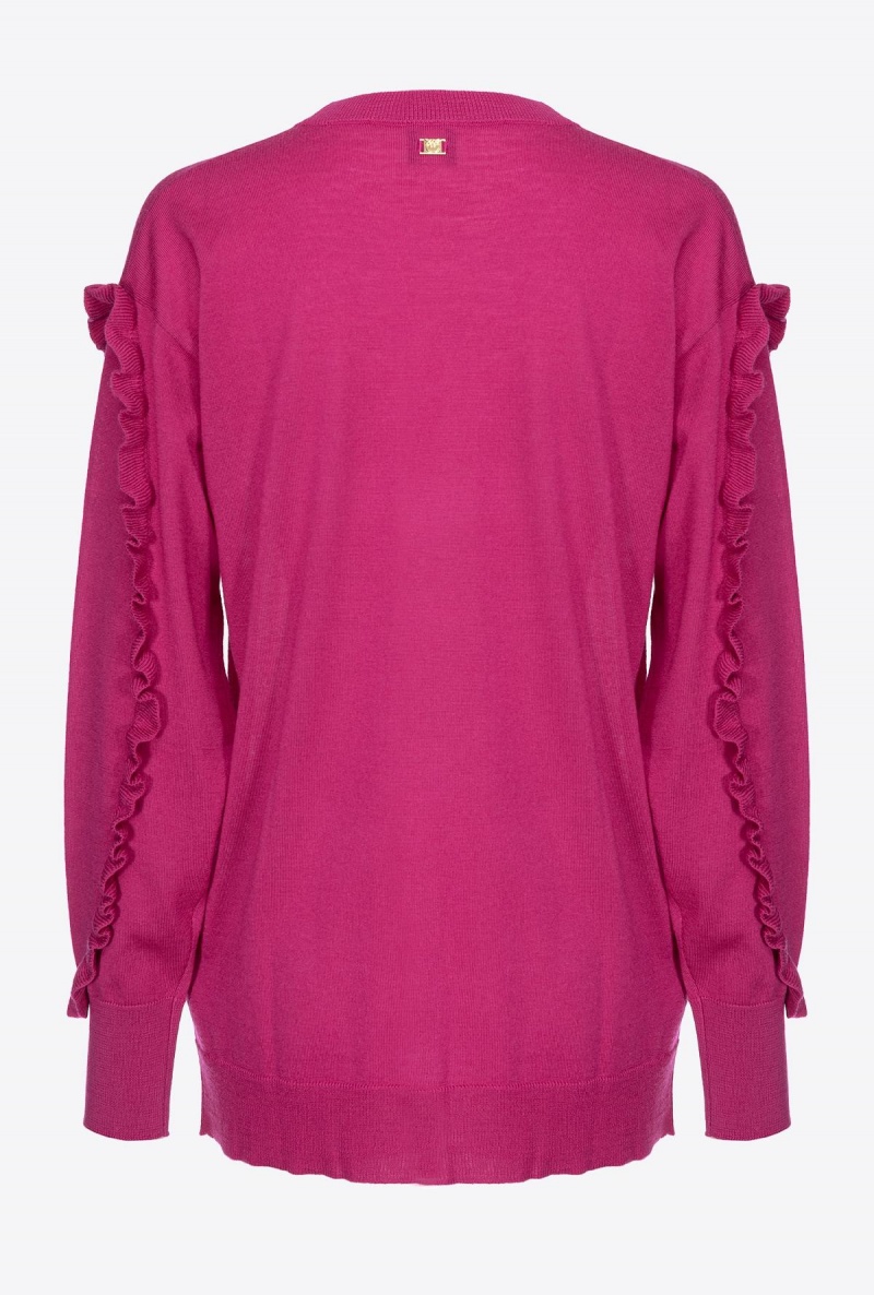 BOUGAINVILLEA PURPLE Pinko Wool cardigan with ruching | MYCIF42092