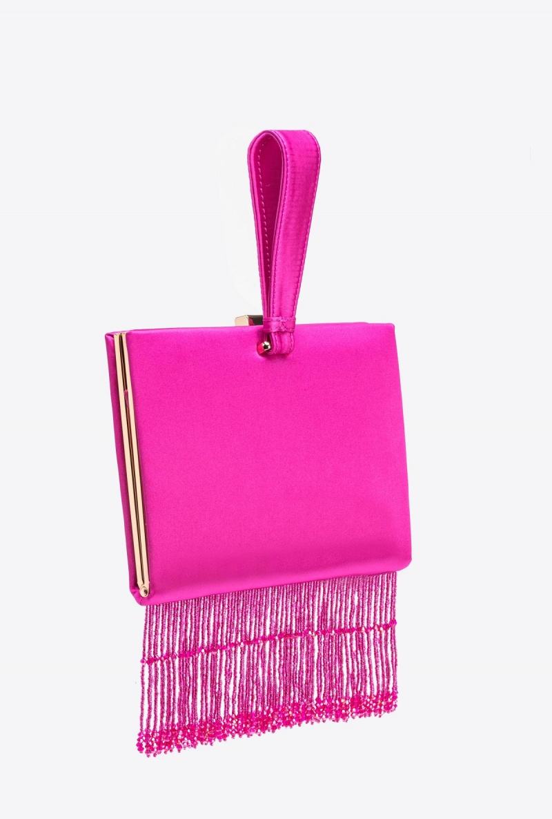 BOURGAINVILLIA PURPLE-SHINY GOLD Pinko Fringed satin handbag | TMYWZ31503