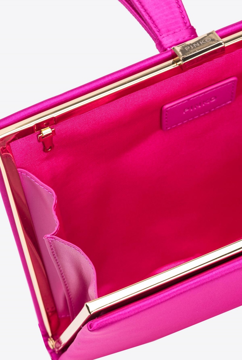 BOURGAINVILLIA PURPLE-SHINY GOLD Pinko Fringed satin handbag | TMYWZ31503