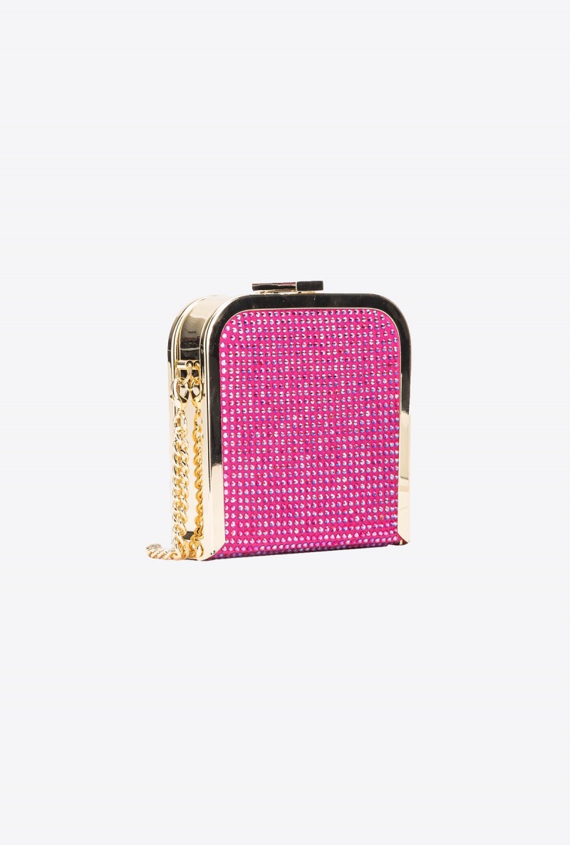 BOURGAINVILLIA PURPLE-SHINY GOLD Pinko Fully rhinestoned Box Clutch | MYJKU95281