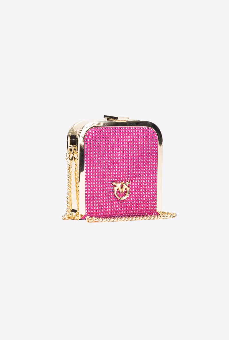 BOURGAINVILLIA PURPLE-SHINY GOLD Pinko Fully rhinestoned Box Clutch | MYJKU95281