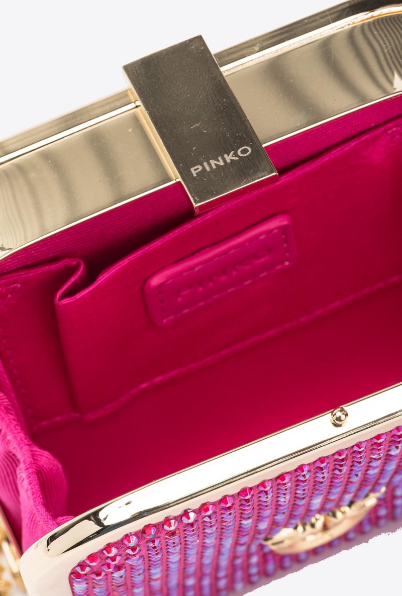BOURGAINVILLIA PURPLE-SHINY GOLD Pinko Fully rhinestoned Box Clutch | MYJKU95281