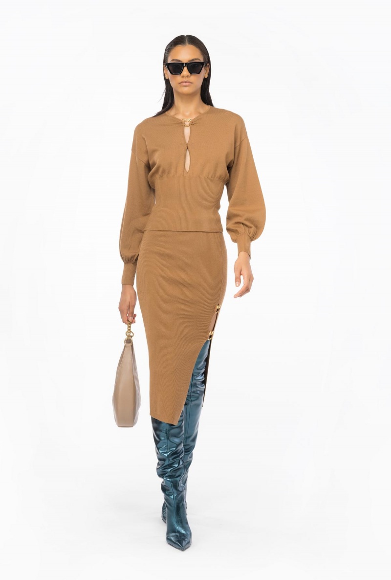 BRAN BROWN Pinko Wool sweater with Love Birds buckle | SMYVO73672
