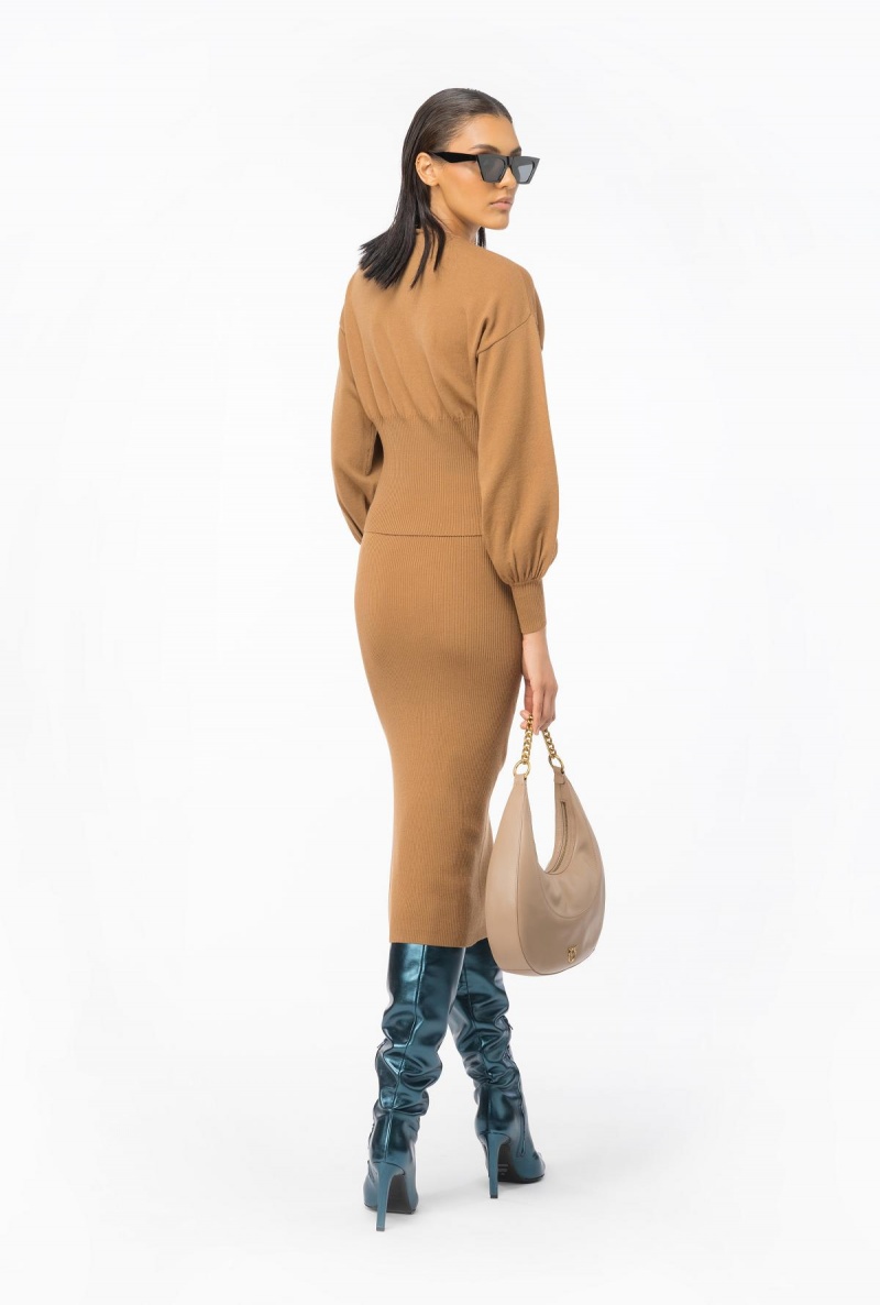 BRAN BROWN Pinko Wool sweater with Love Birds buckle | SMYVO73672