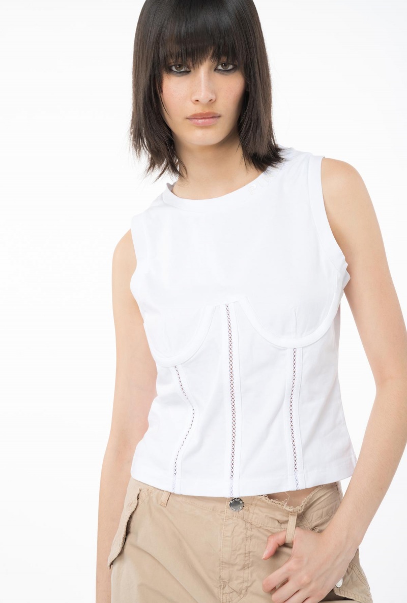BRIGHT WHITE Pinko Bustier-effect jersey top | BMYSO17730