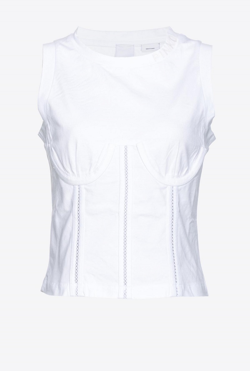 BRIGHT WHITE Pinko Bustier-effect jersey top | BMYSO17730
