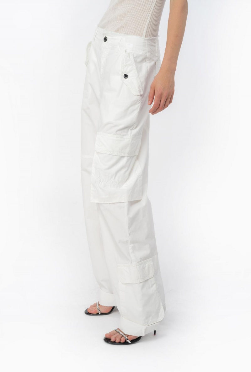 BRIGHT WHITE Pinko Coloured cotton cargo trousers | MYNEJ47796