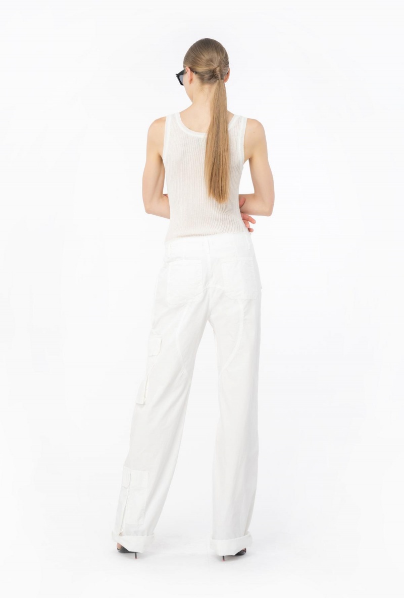 BRIGHT WHITE Pinko Coloured cotton cargo trousers | MYNEJ47796
