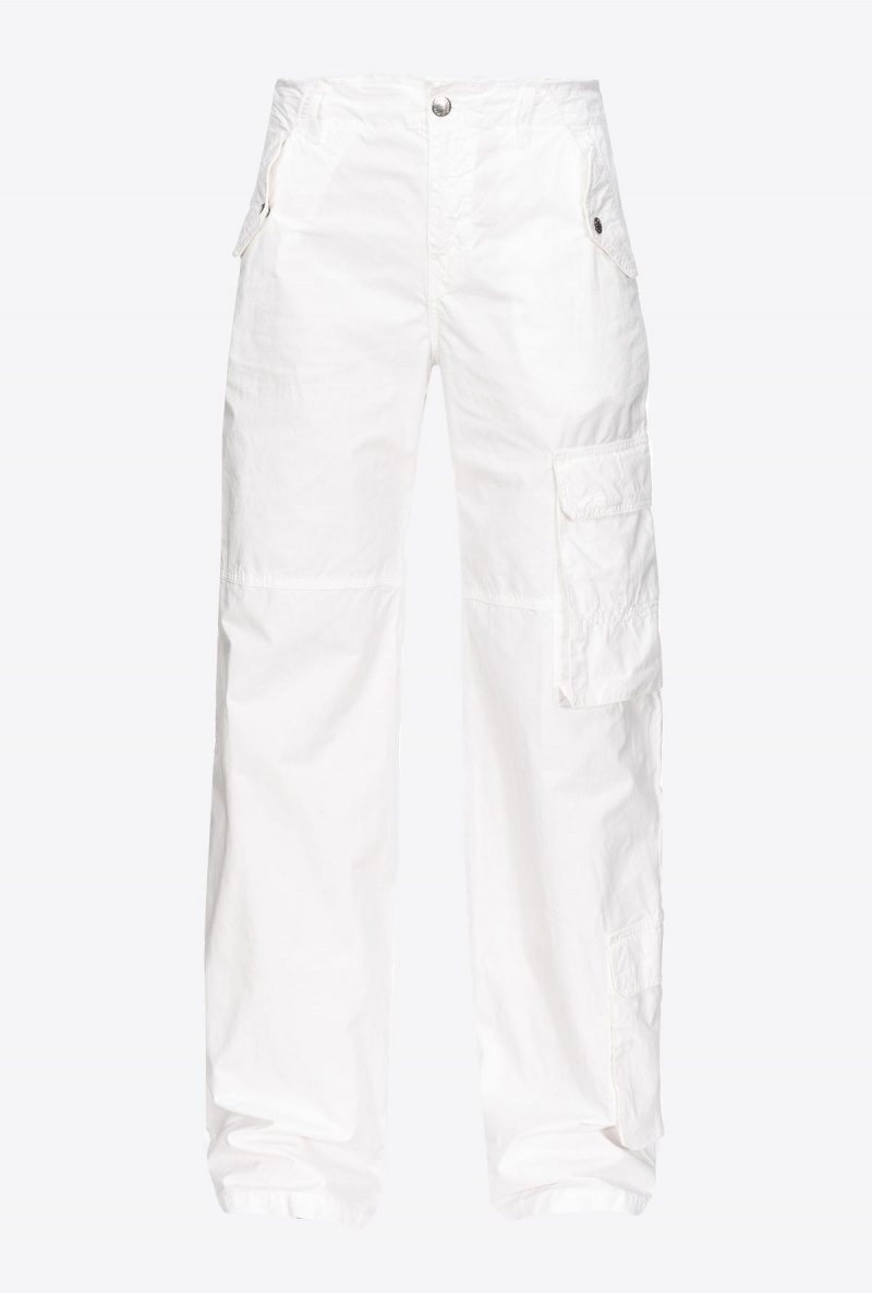 BRIGHT WHITE Pinko Coloured cotton cargo trousers | MYNEJ47796