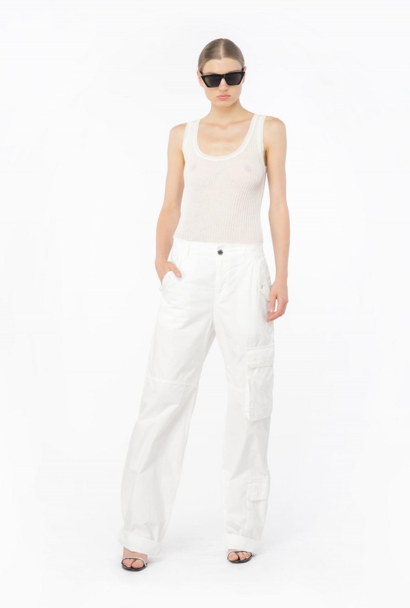 BRIGHT WHITE Pinko Coloured cotton cargo trousers | MYNEJ47796