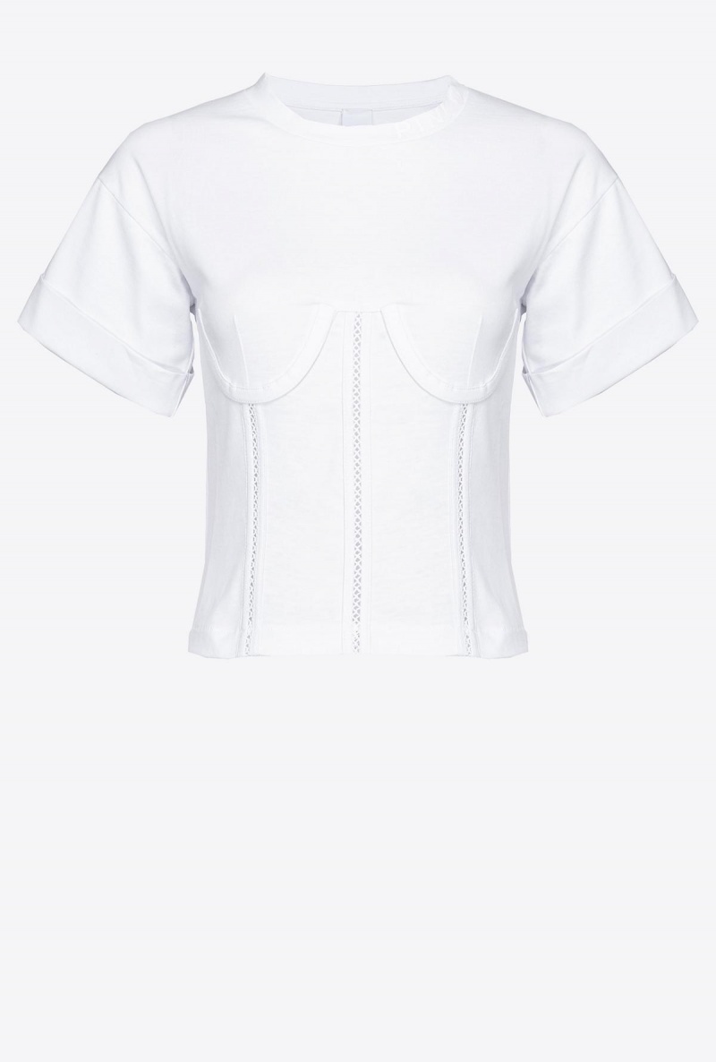 BRIGHT WHITE Pinko Corset-look T-shirt | MYQAV71716