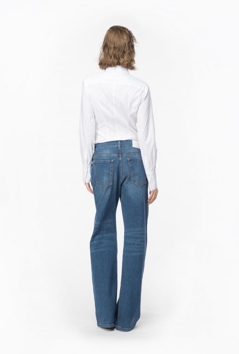 BRIGHT WHITE Pinko Fitted-waist poplin shirt with embroidered logo | ZMYMJ93742