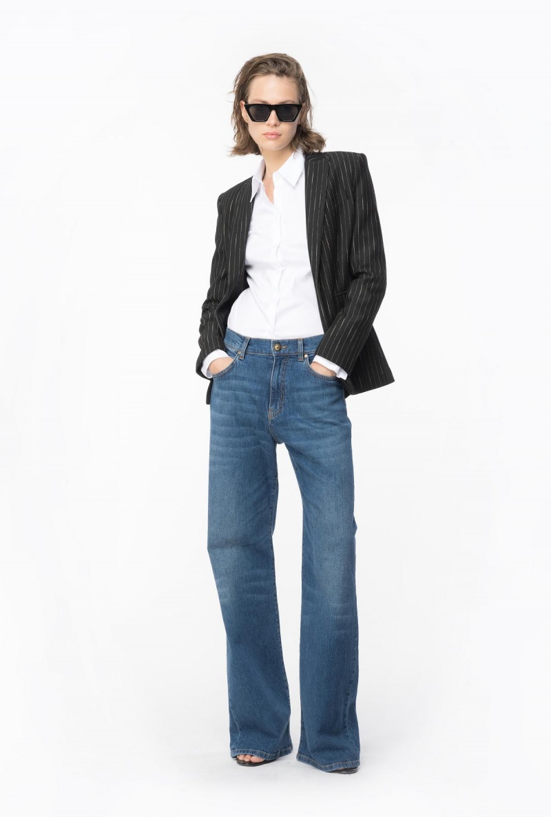 BRIGHT WHITE Pinko Fitted-waist poplin shirt with embroidered logo | ZMYMJ93742