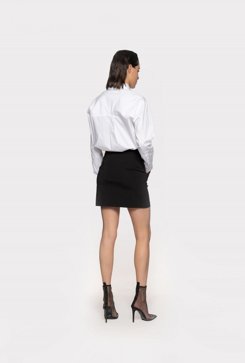 BRIGHT WHITE Pinko Oversized embroidered shirt | ZMYMJ52447