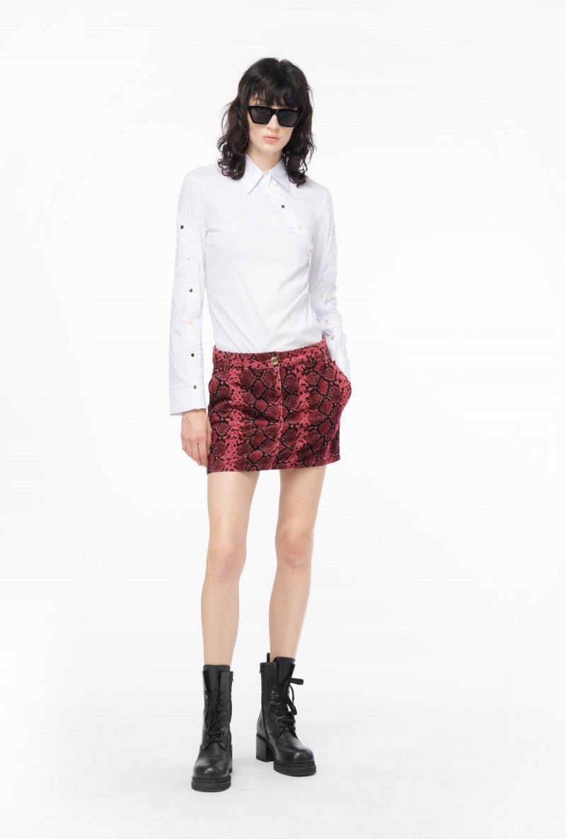 BRIGHT WHITE Pinko Poplin shirt with ruching and metal buttons | MYNEJ65964
