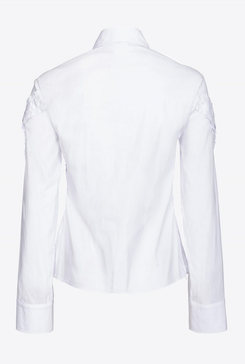 BRIGHT WHITE Pinko Poplin shirt with ruching and metal buttons | MYNEJ65964