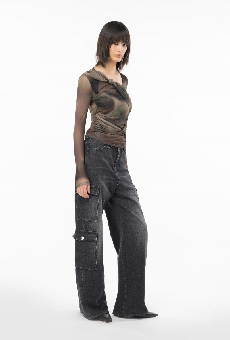 BROWN/GREEN Pinko Tie-dye tulle sweater | YMYVQ81305