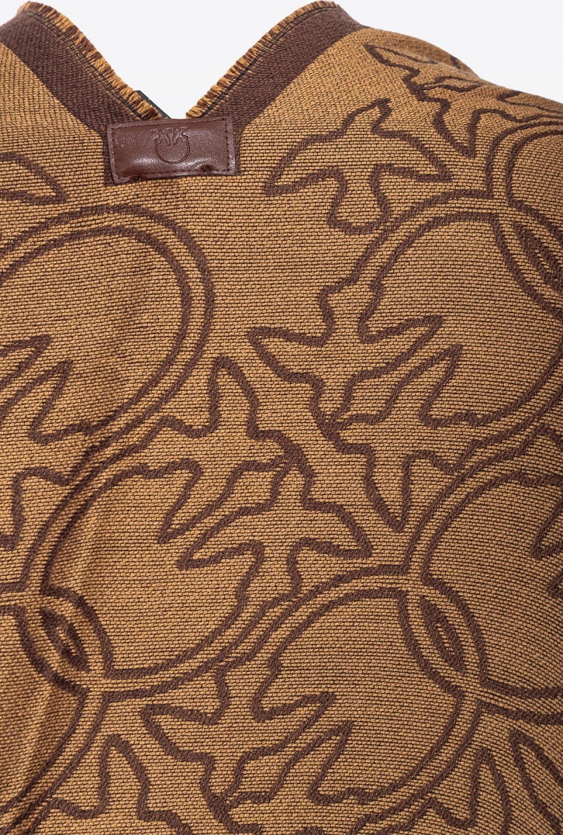 BROWN CAMEL Pinko Love Birds jacquard cape | XMYGW91222