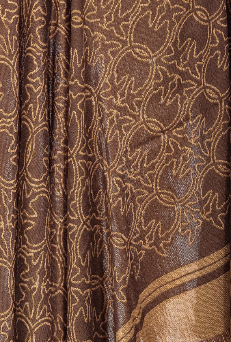 BROWN CAMEL Pinko Love Birds jacquard cape | XMYGW91222