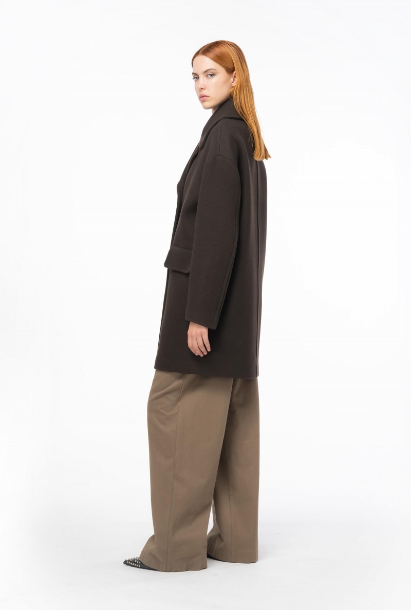 BROWN Pinko Double-breasted cloth coat | UMYTG68408