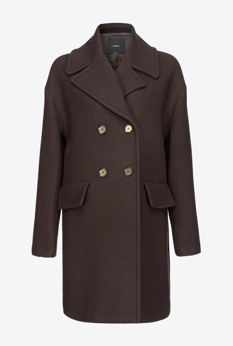 BROWN Pinko Double-breasted cloth coat | UMYTG68408