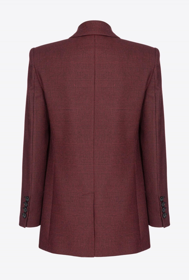 BURGUNDY/BLACK Pinko Prince-of-Wales flannel blazer | MYQCS80586