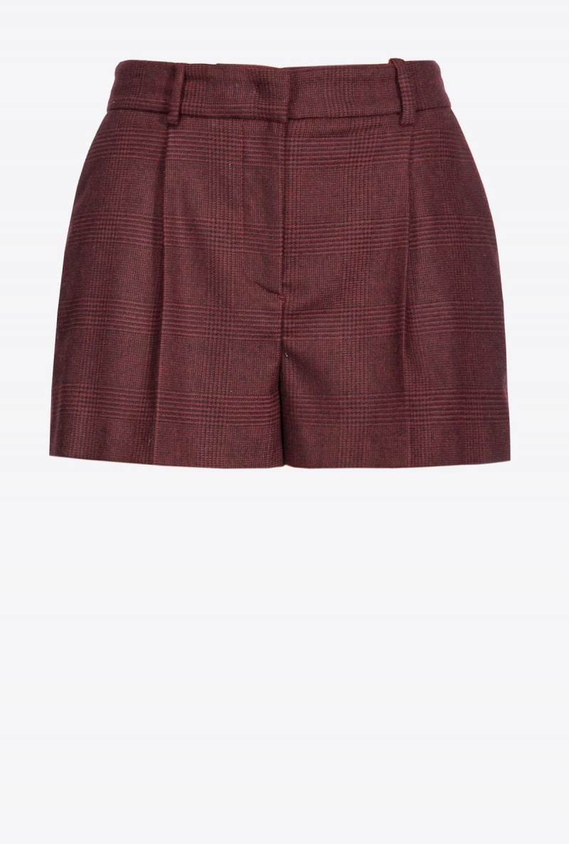 BURGUNDY/BLACK Pinko Prince-of-Wales flannel shorts | QMYWA74108