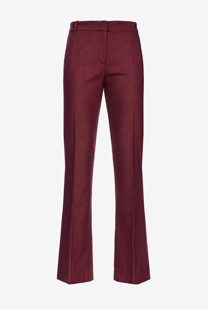 BURGUNDY/BLACK Pinko Prince-of-Wales flannel trousers | YMYVQ56821