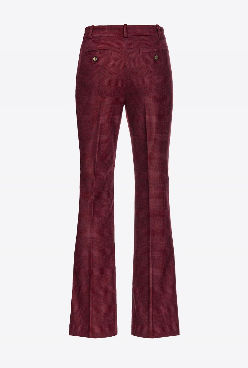 BURGUNDY/BLACK Pinko Prince-of-Wales flannel trousers | YMYVQ56821