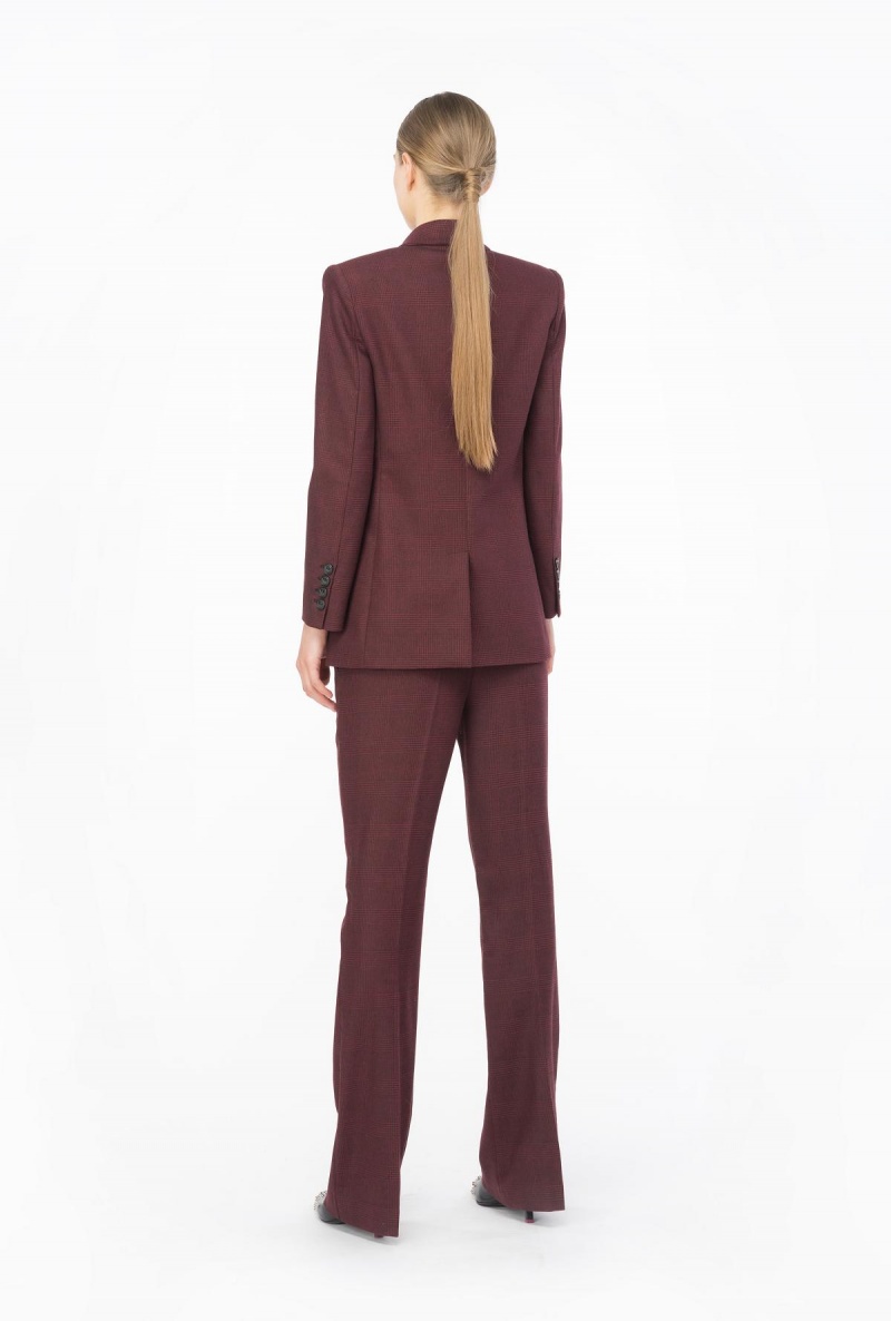 BURGUNDY/BLACK Pinko Prince-of-Wales flannel trousers | MYXMI74909