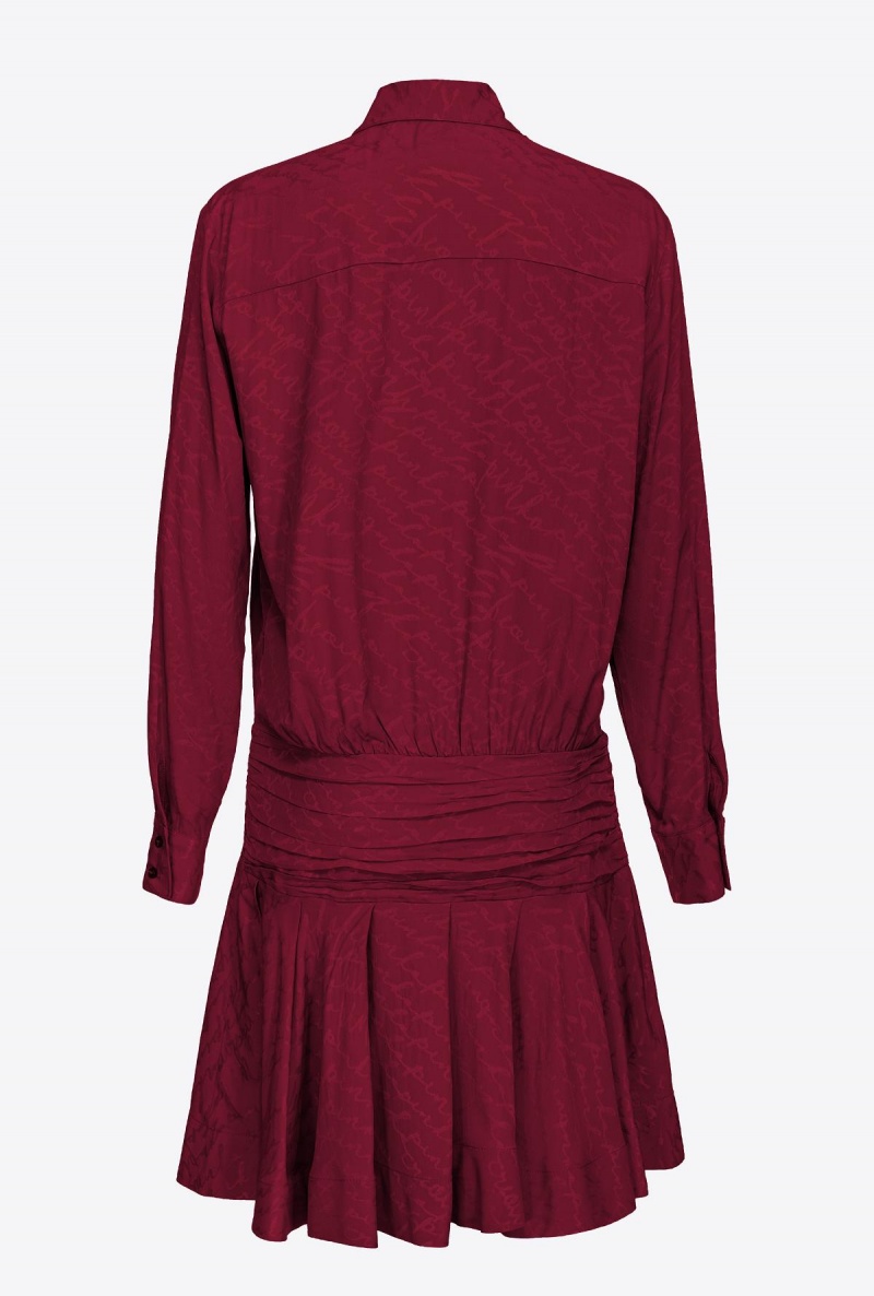 BURGUNDY-PORT ROYALE Pinko Jacquard shirt dress with fluid logo | PMYQX21542