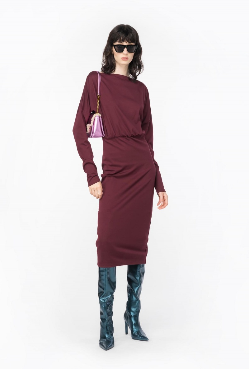BURGUNDY-PORT ROYALE Pinko Long flowing full Milano dress | MYZDE50161