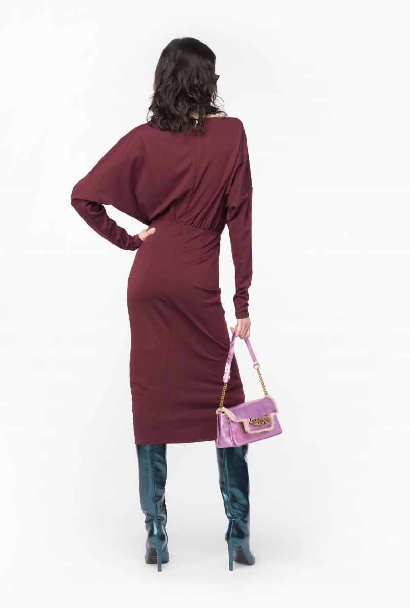 BURGUNDY-PORT ROYALE Pinko Long flowing full Milano dress | MYZDE50161