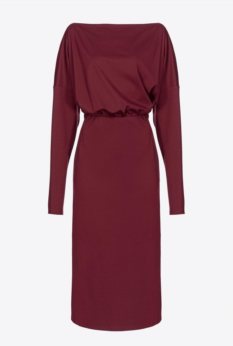 BURGUNDY-PORT ROYALE Pinko Long flowing full Milano dress | MYZDE50161