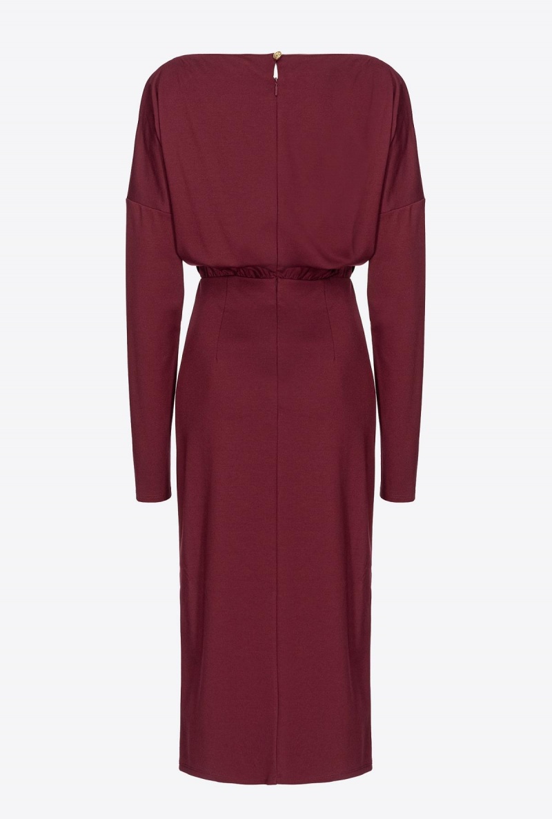 BURGUNDY-PORT ROYALE Pinko Long flowing full Milano dress | MYZDE50161