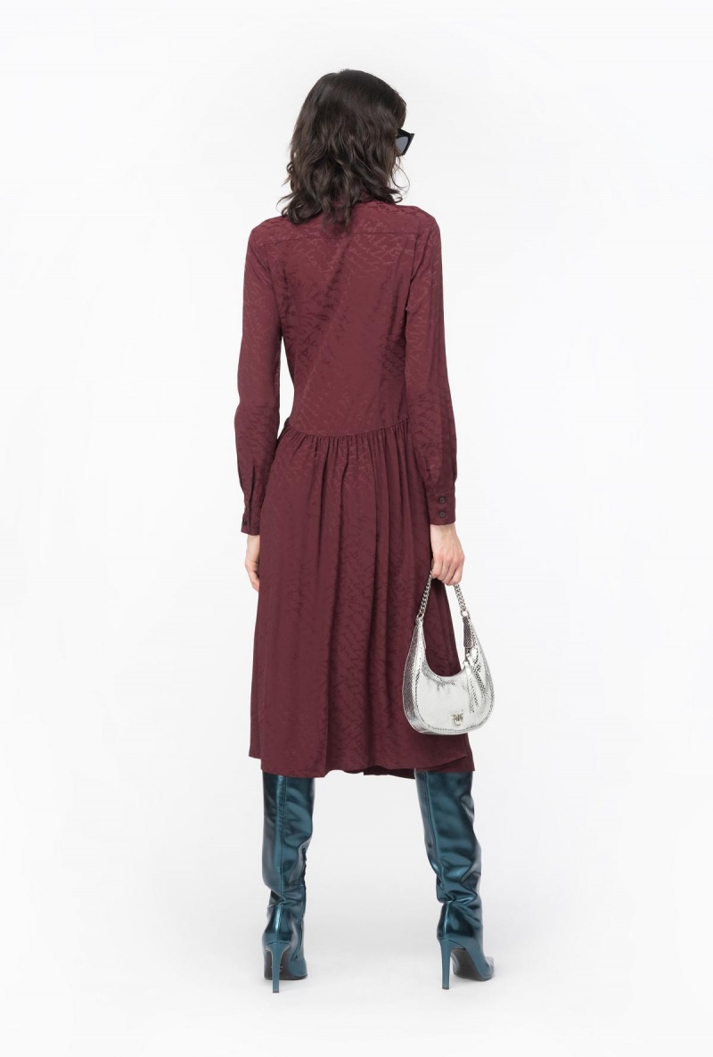 BURGUNDY-PORT ROYALE Pinko Shirt dress with fluid logo | GMYUC46739