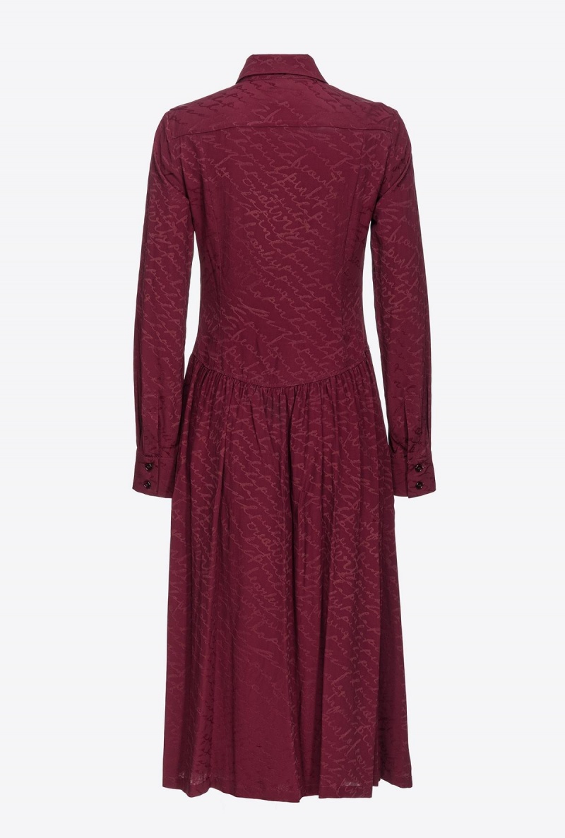 BURGUNDY-PORT ROYALE Pinko Shirt dress with fluid logo | GMYUC46739