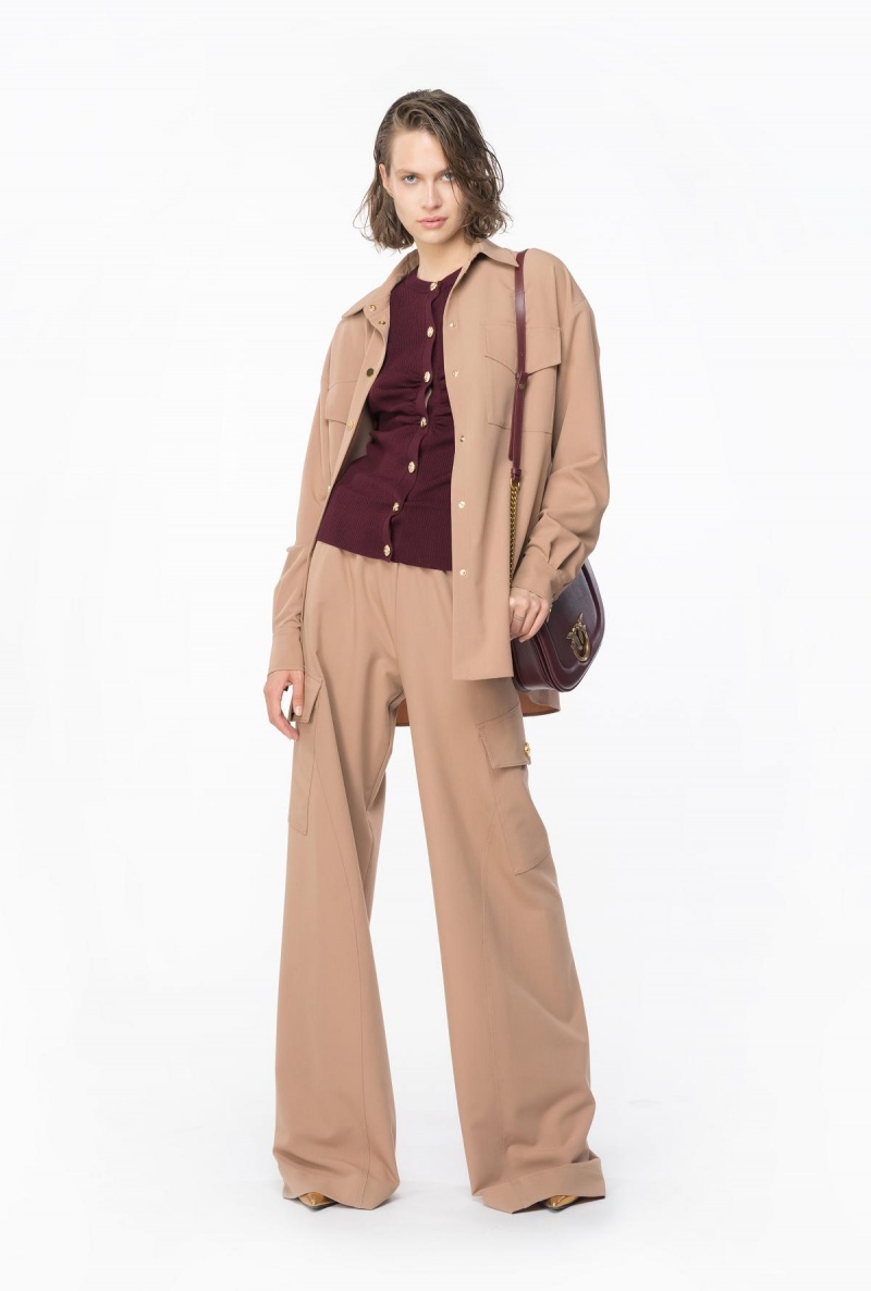 BURGUNDY-PORT ROYALE Pinko Slim-fit ribbed cardigan | TMYWZ78446