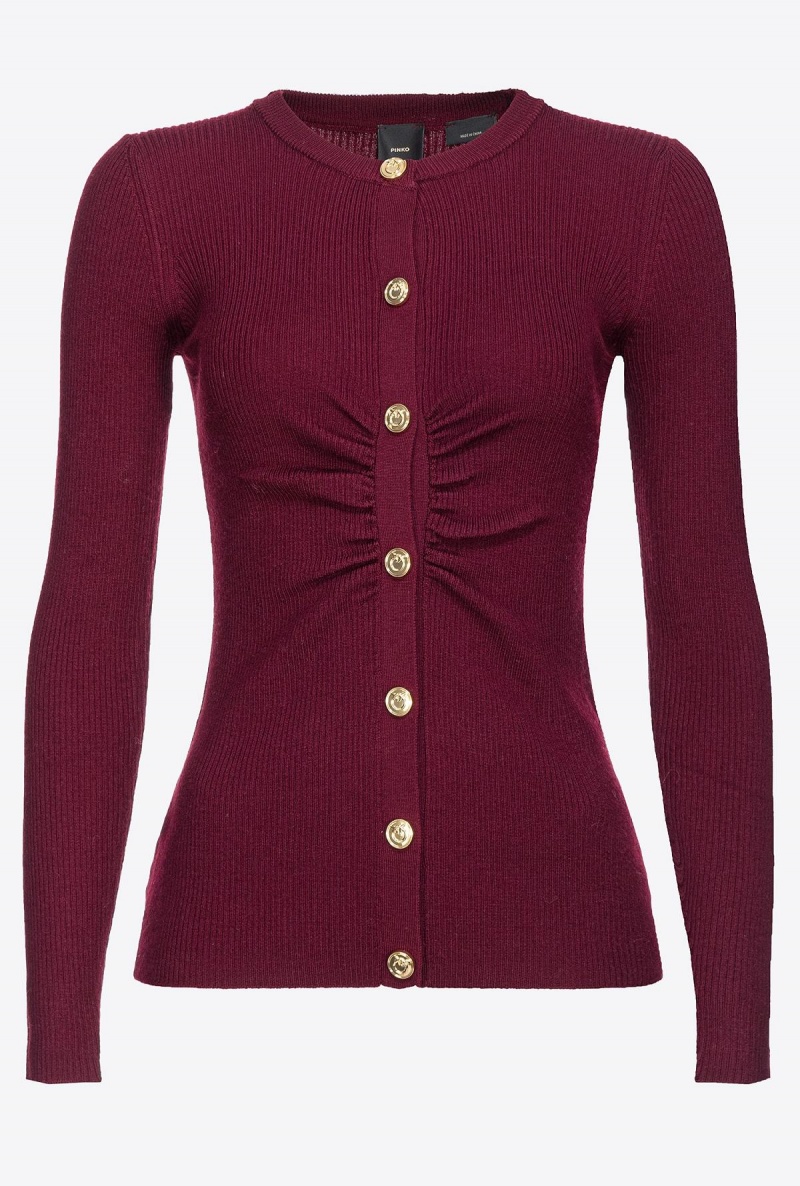 BURGUNDY-PORT ROYALE Pinko Slim-fit ribbed cardigan | TMYWZ78446