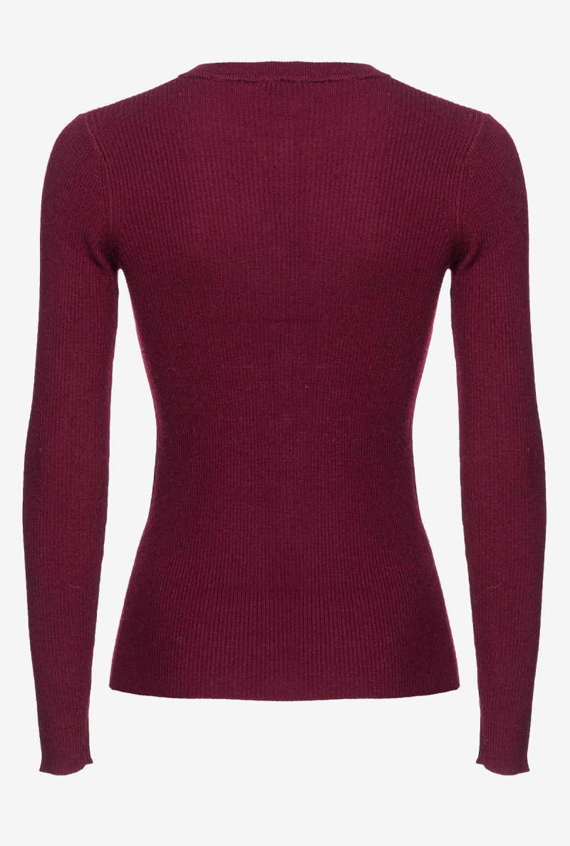 BURGUNDY-PORT ROYALE Pinko Slim-fit ribbed cardigan | TMYWZ78446