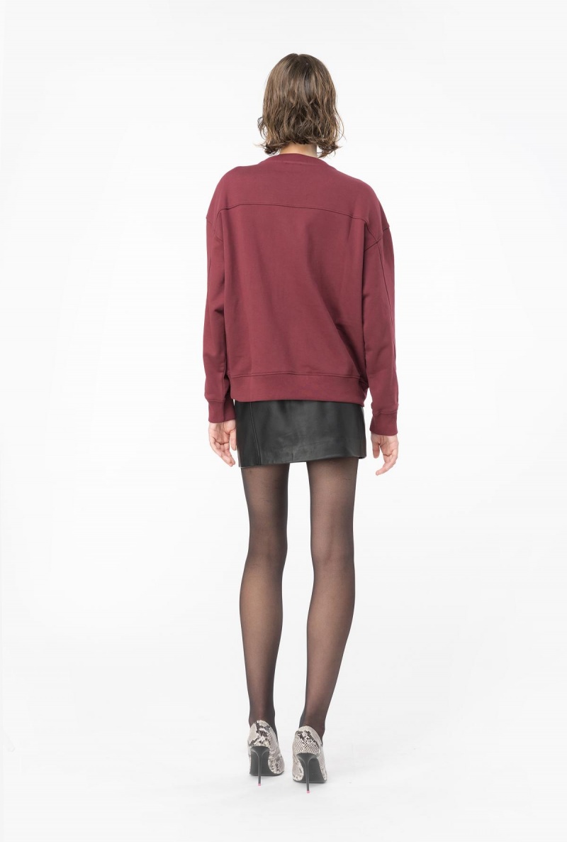 BURGUNDY-PORT ROYALE Pinko Sweatshirt with Love Birds embroidery | DMYKV31569