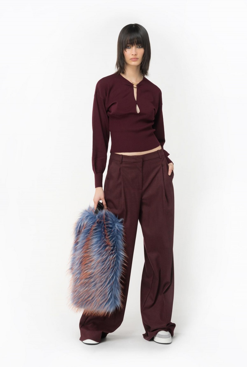 BURGUNDY-PORT ROYALE Pinko Wool sweater with Love Birds buckle | MYEAH30037