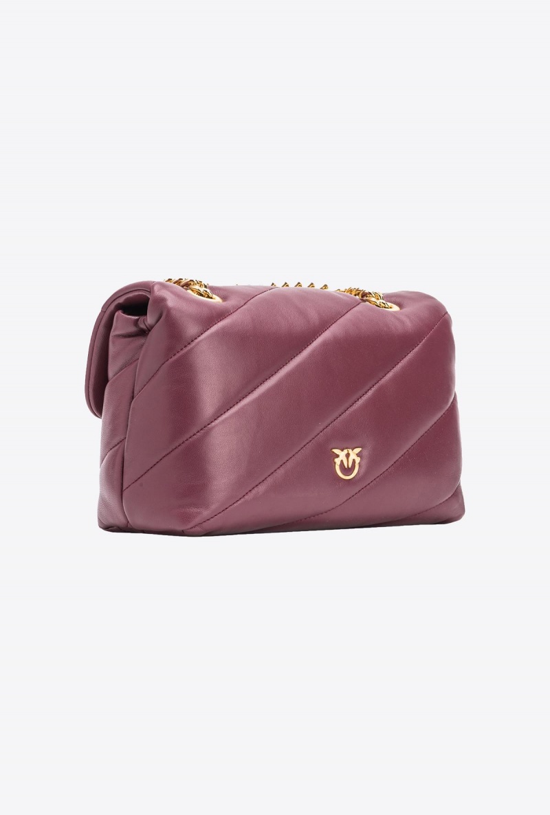 BURGUNDY - WINDSOR WINE-BRUSHED GOLD Pinko Galleria Classic Love Bag Puff | MYJKU80164