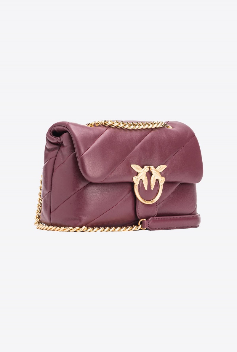 BURGUNDY - WINDSOR WINE-BRUSHED GOLD Pinko Galleria Classic Love Bag Puff | MYJKU80164